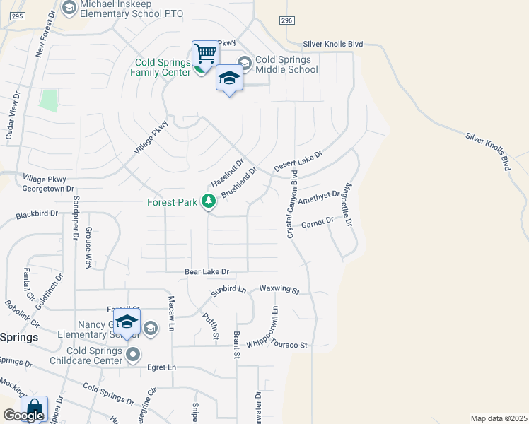 map of restaurants, bars, coffee shops, grocery stores, and more near 17751 Buckshot Court in Reno
