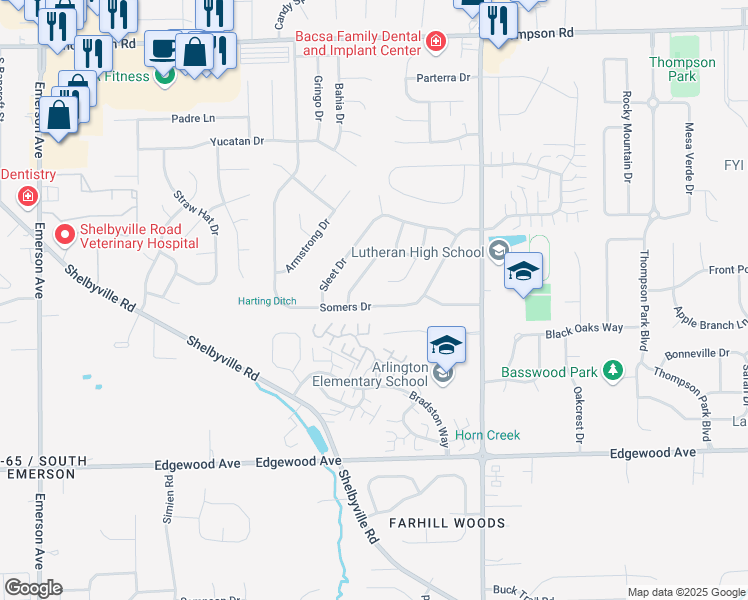 map of restaurants, bars, coffee shops, grocery stores, and more near 5746 Quail Crossing Court in Indianapolis