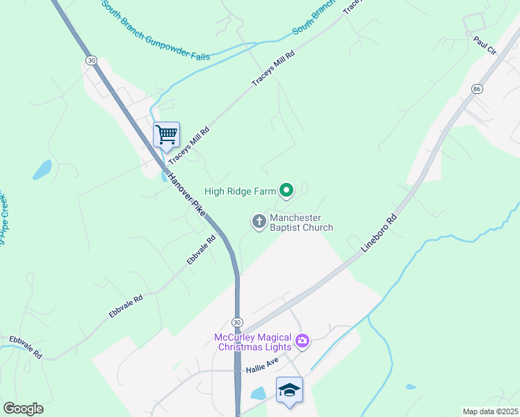 map of restaurants, bars, coffee shops, grocery stores, and more near 2946 Manchester Baptist Church Road in Manchester