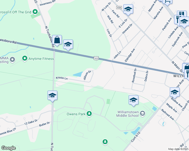 map of restaurants, bars, coffee shops, grocery stores, and more near 754 Allison Drive in Monroe