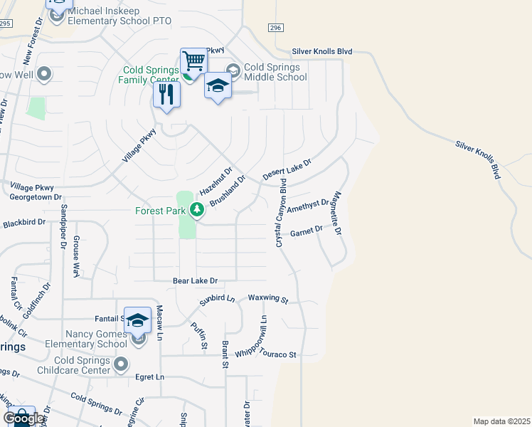 map of restaurants, bars, coffee shops, grocery stores, and more near 115 Calistoga Court in Reno