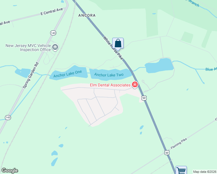map of restaurants, bars, coffee shops, grocery stores, and more near 148 Elmtowne Boulevard in Hammonton