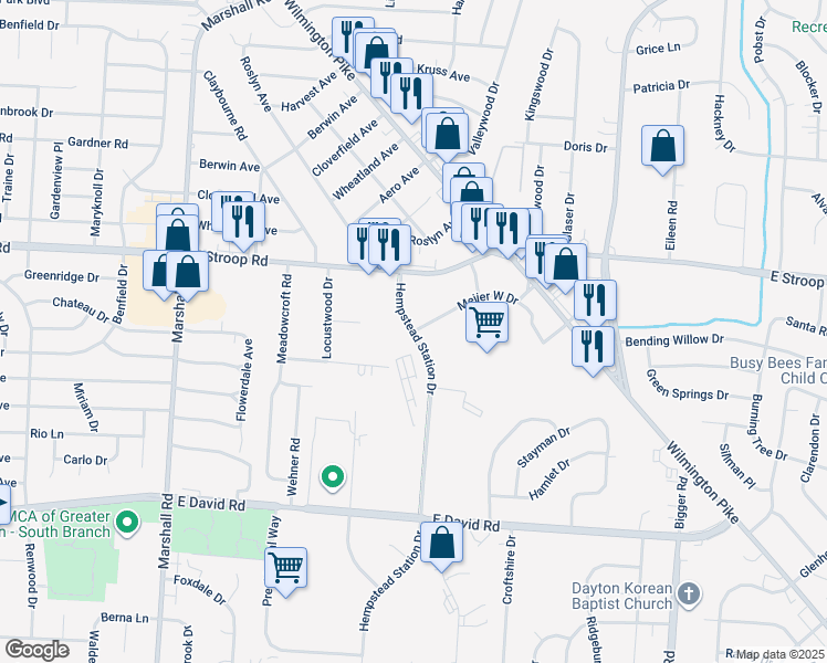map of restaurants, bars, coffee shops, grocery stores, and more near in Kettering
