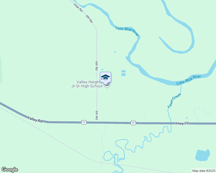 map of restaurants, bars, coffee shops, grocery stores, and more near 2274 6th Road in Blue Rapids