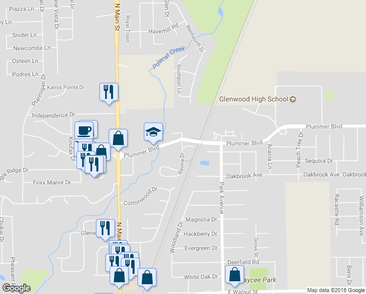 map of restaurants, bars, coffee shops, grocery stores, and more near 1182 Ravina Drive in Chatham