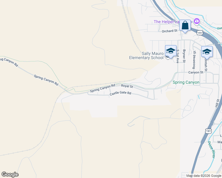 map of restaurants, bars, coffee shops, grocery stores, and more near 750 Royal Street in Helper