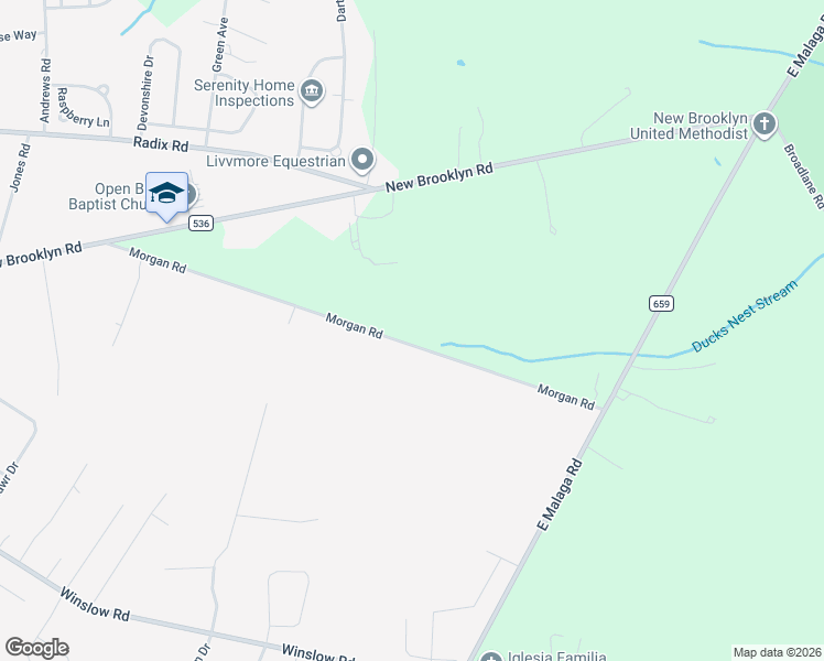 map of restaurants, bars, coffee shops, grocery stores, and more near 1322 Morgan Road in Monroe