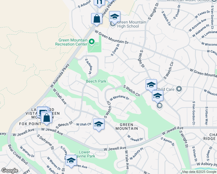 map of restaurants, bars, coffee shops, grocery stores, and more near 12958 West Oregon Drive in Lakewood