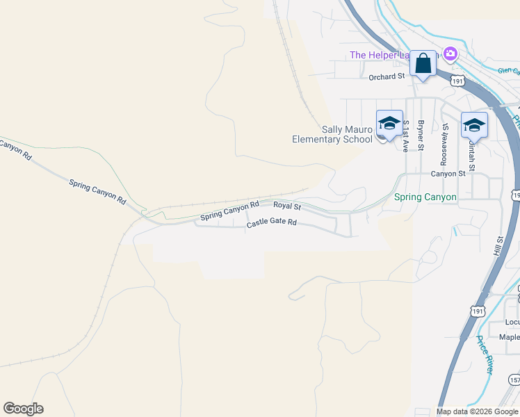 map of restaurants, bars, coffee shops, grocery stores, and more near 744 Royal Street in Helper
