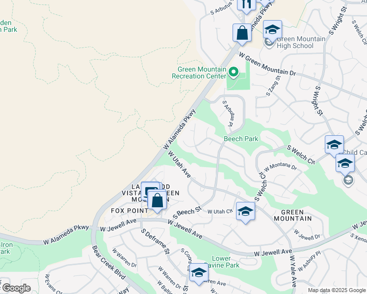 map of restaurants, bars, coffee shops, grocery stores, and more near 13852 West Montana Avenue in Lakewood