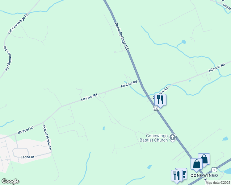 map of restaurants, bars, coffee shops, grocery stores, and more near 570 Mount Zoar Road in Cecil County