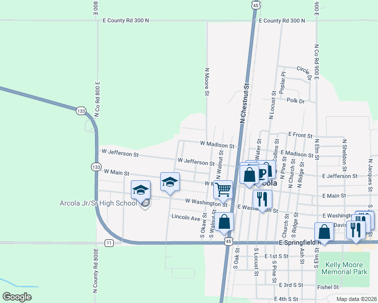 map of restaurants, bars, coffee shops, grocery stores, and more near 298 Pine Dr in Arcola