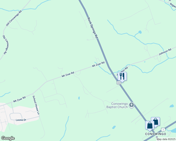 map of restaurants, bars, coffee shops, grocery stores, and more near 570 Mount Zoar Road in Cecil County
