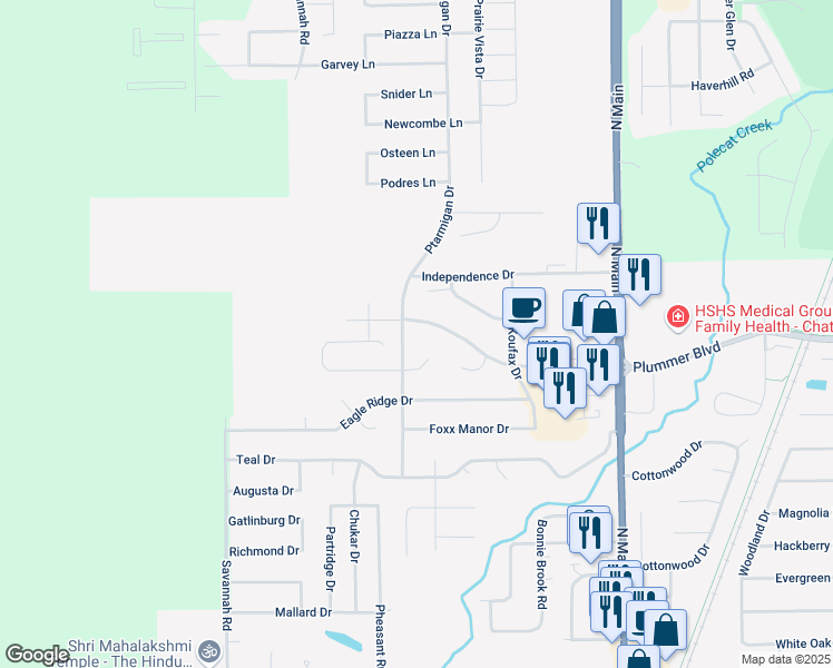 map of restaurants, bars, coffee shops, grocery stores, and more near 1-99 Plummer Blvd in Chatham