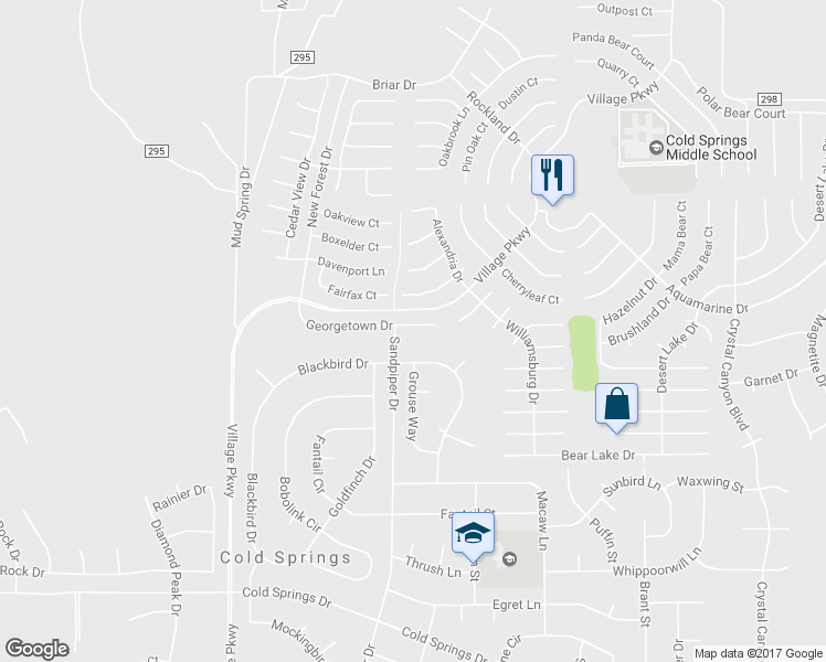 map of restaurants, bars, coffee shops, grocery stores, and more near 17674 Georgetown Court in Reno