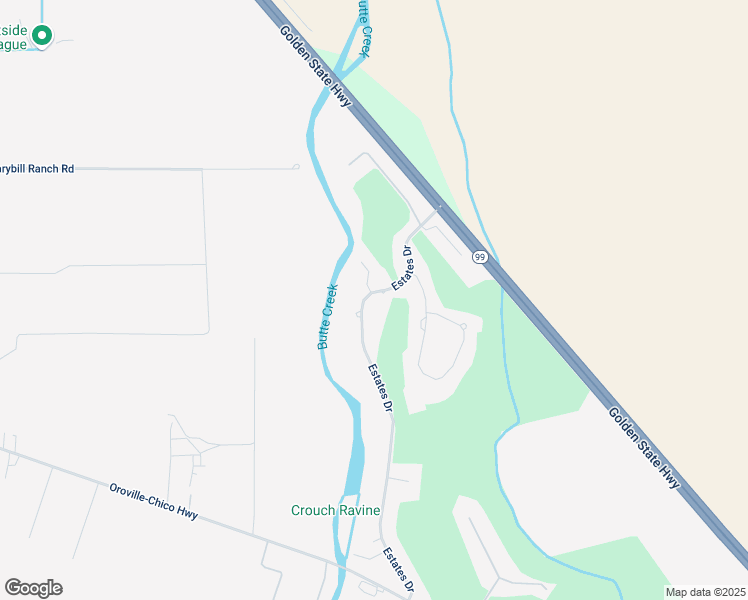 map of restaurants, bars, coffee shops, grocery stores, and more near 127 Estates Drive in Chico