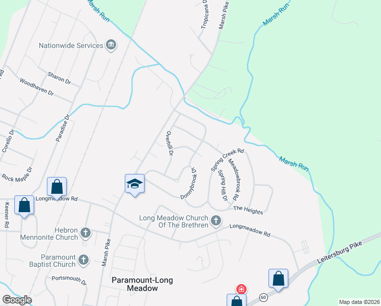 map of restaurants, bars, coffee shops, grocery stores, and more near 19519 Foxcroft Drive in Hagerstown
