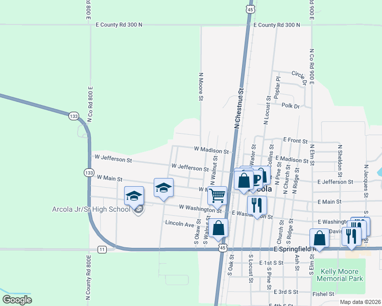 map of restaurants, bars, coffee shops, grocery stores, and more near 200-298 Pine Dr in Arcola