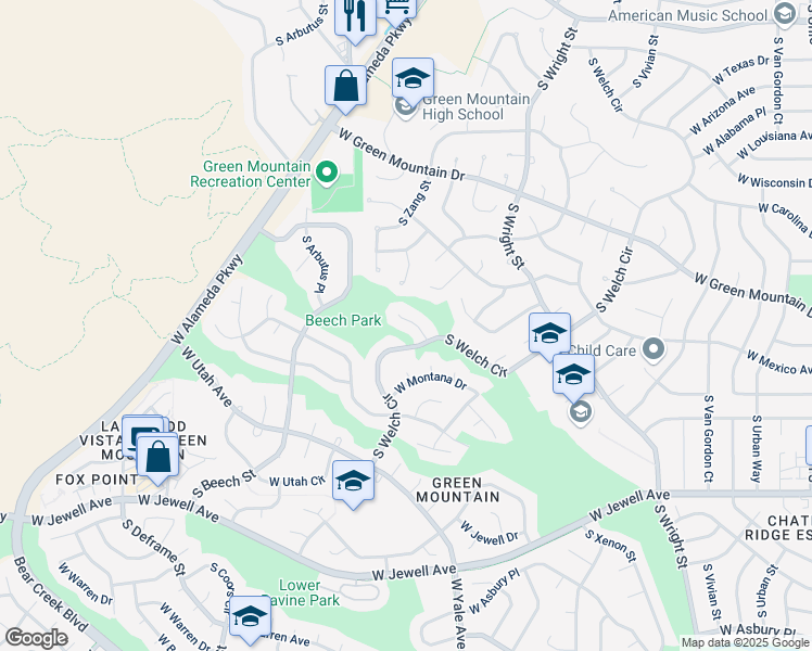 map of restaurants, bars, coffee shops, grocery stores, and more near 12958 West Oregon Drive in Lakewood