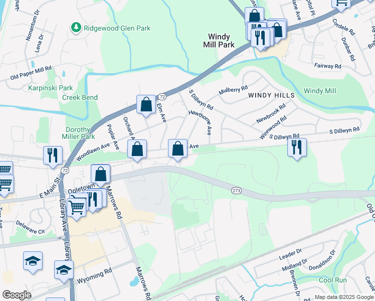 map of restaurants, bars, coffee shops, grocery stores, and more near 416 Stafford Avenue in Newark