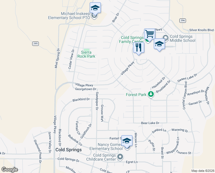 map of restaurants, bars, coffee shops, grocery stores, and more near 17674 Georgetown Court in Reno