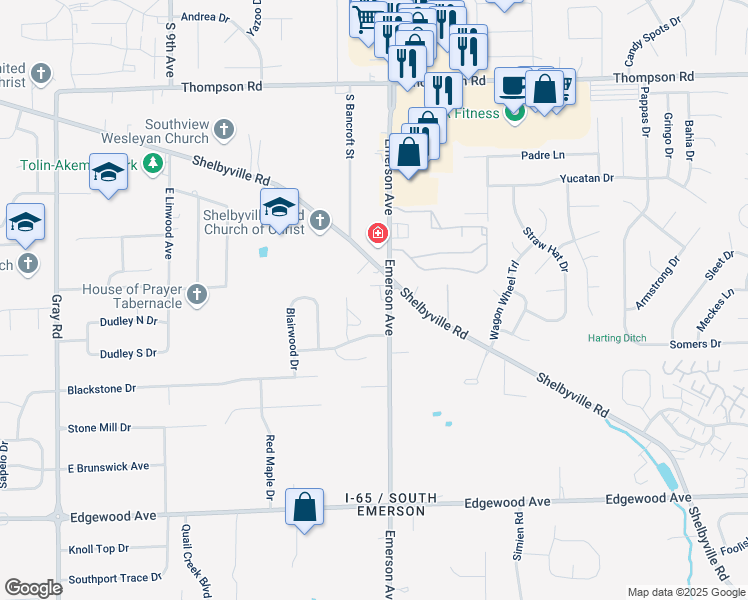 map of restaurants, bars, coffee shops, grocery stores, and more near 5533 Brentwick Place in Indianapolis