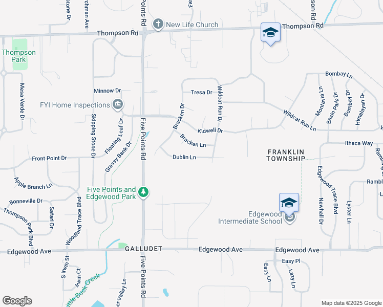 map of restaurants, bars, coffee shops, grocery stores, and more near 7214 Dublin Lane in Indianapolis