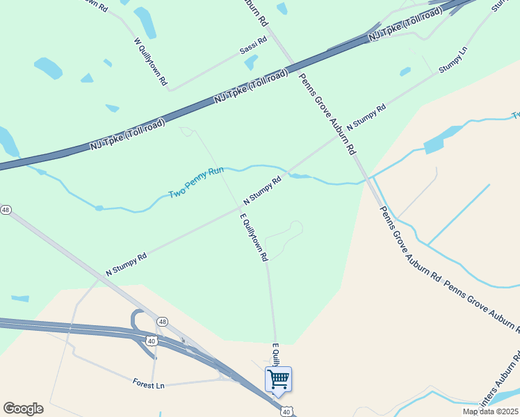map of restaurants, bars, coffee shops, grocery stores, and more near 61 North Stumpy Road in Penns Grove