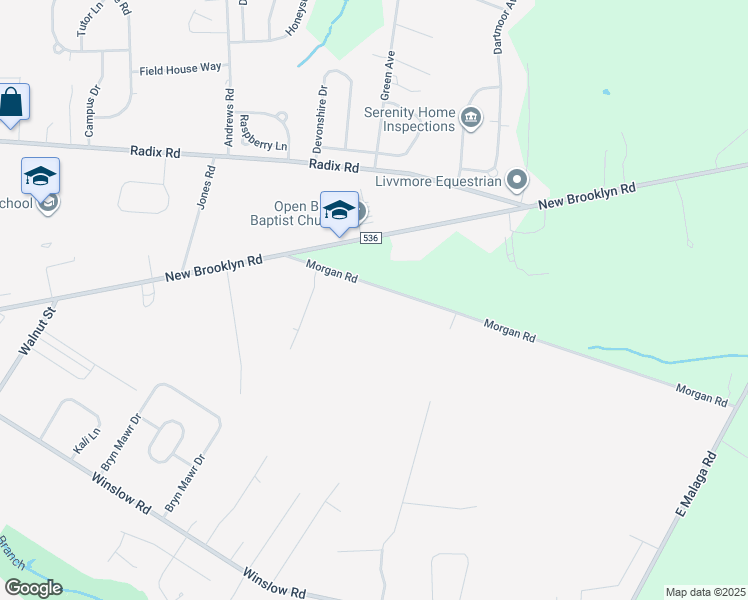 map of restaurants, bars, coffee shops, grocery stores, and more near 1129 Morgan Road in Monroe