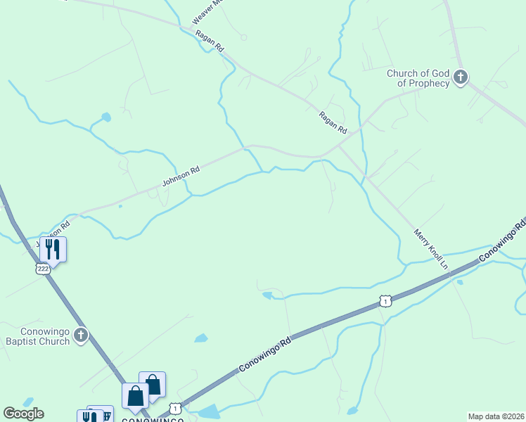 map of restaurants, bars, coffee shops, grocery stores, and more near 232 Johnson Road in Cecil County