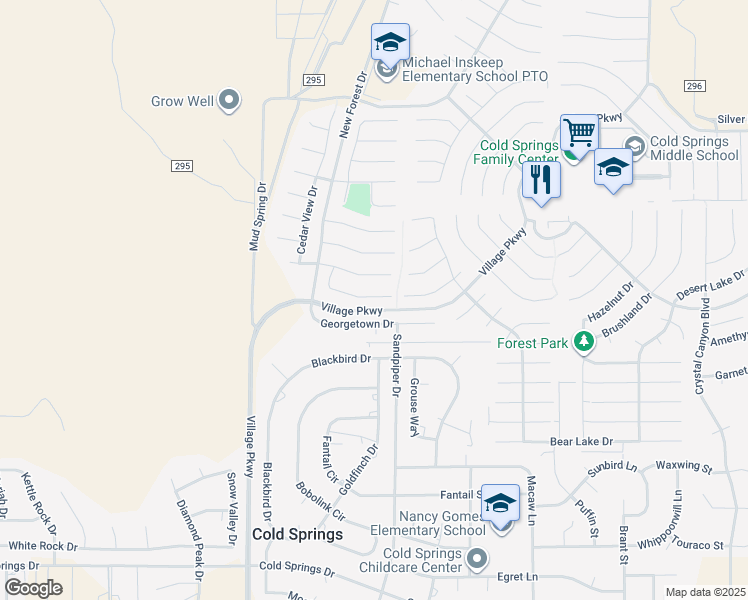 map of restaurants, bars, coffee shops, grocery stores, and more near 17720 Davenport Lane in Reno