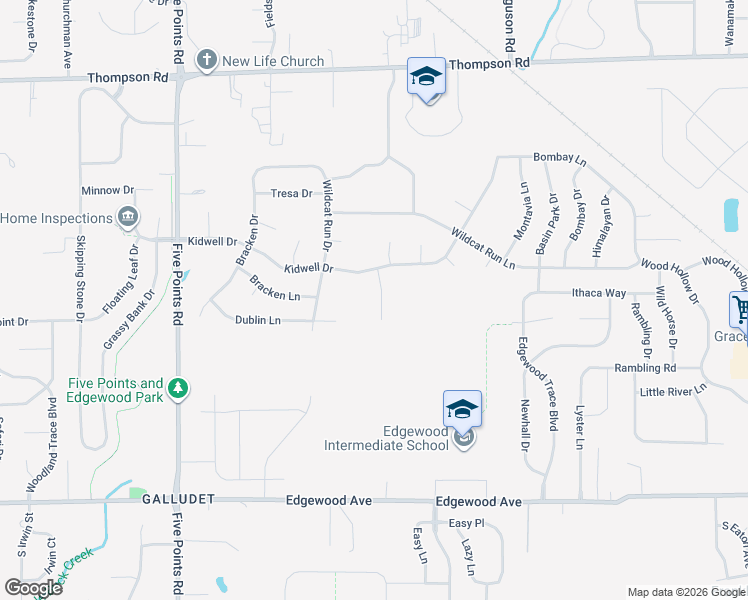 map of restaurants, bars, coffee shops, grocery stores, and more near 5513 Burning Tree Court in Indianapolis