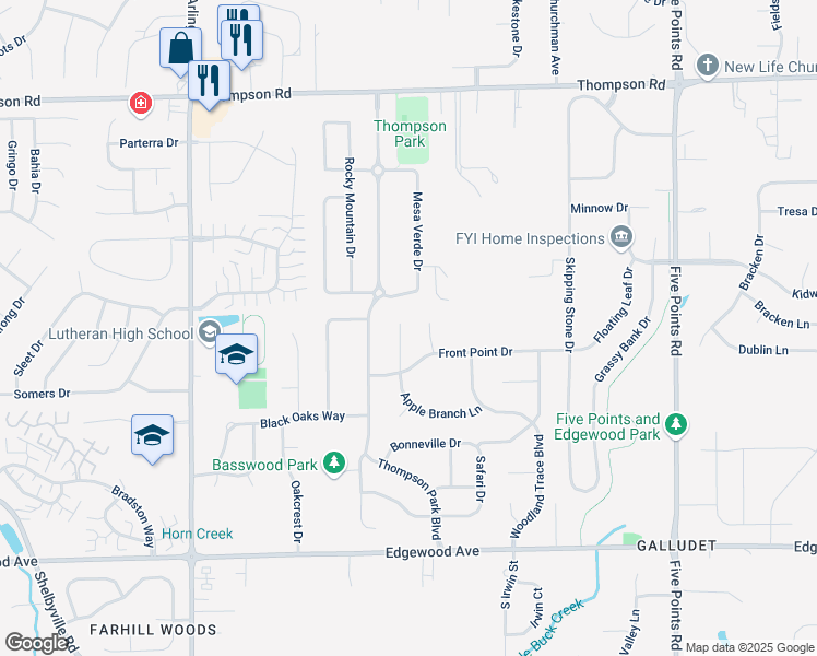 map of restaurants, bars, coffee shops, grocery stores, and more near 5507 Apple Branch Way in Indianapolis