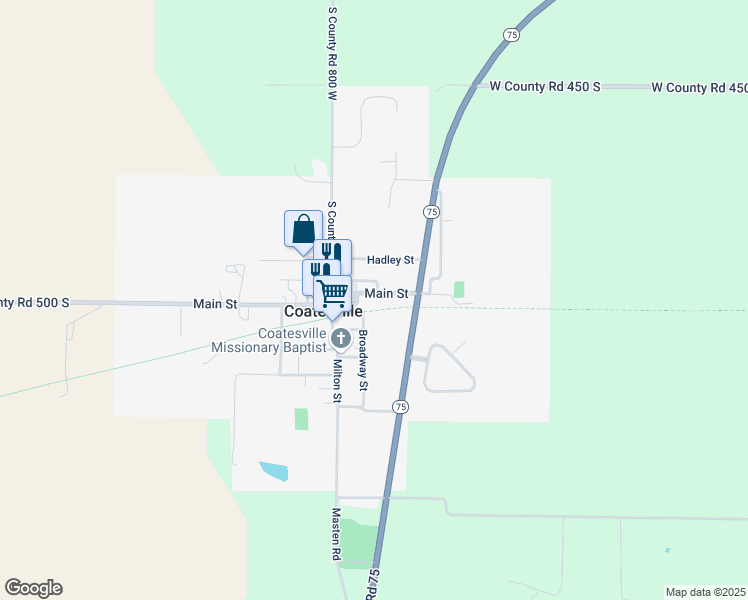 map of restaurants, bars, coffee shops, grocery stores, and more near 7918 Main Street in Coatesville