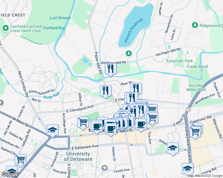 map of restaurants, bars, coffee shops, grocery stores, and more near 28 Annabelle Street in Newark