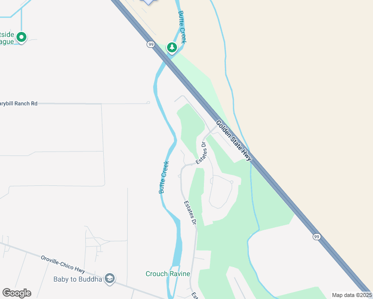 map of restaurants, bars, coffee shops, grocery stores, and more near 16 Greenview Circle in Chico