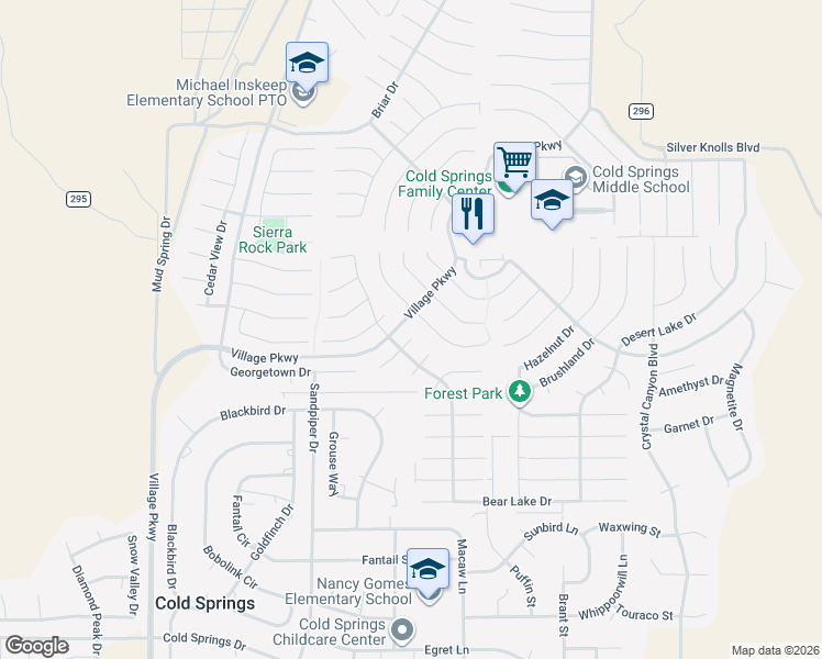 map of restaurants, bars, coffee shops, grocery stores, and more near 18205 Fontana Court in Reno