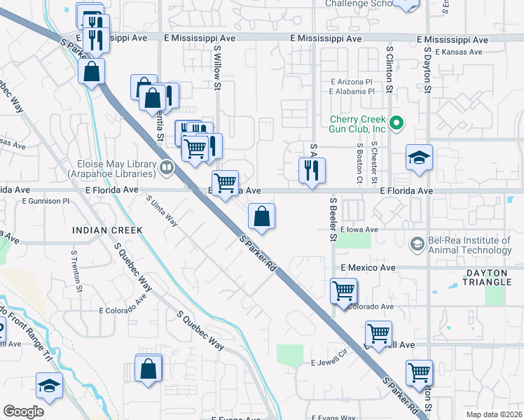 map of restaurants, bars, coffee shops, grocery stores, and more near in Four Square Mile