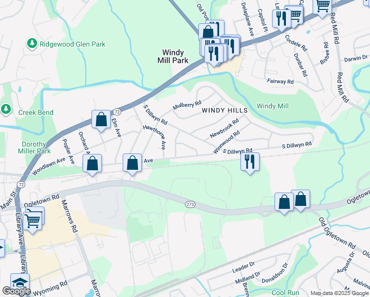 map of restaurants, bars, coffee shops, grocery stores, and more near 14 Withams Road in Newark
