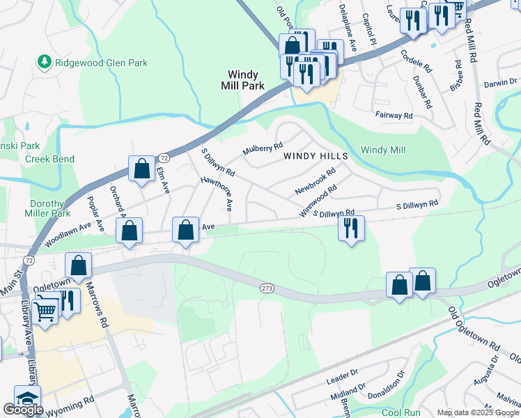 map of restaurants, bars, coffee shops, grocery stores, and more near 14 Withams Road in Newark