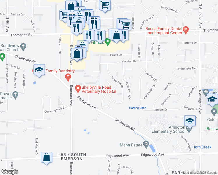 map of restaurants, bars, coffee shops, grocery stores, and more near 5419 Wagon Wheel Trail in Indianapolis