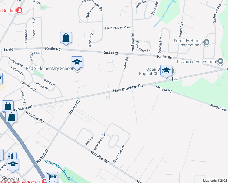 map of restaurants, bars, coffee shops, grocery stores, and more near 852 New Brooklyn Road in Monroe