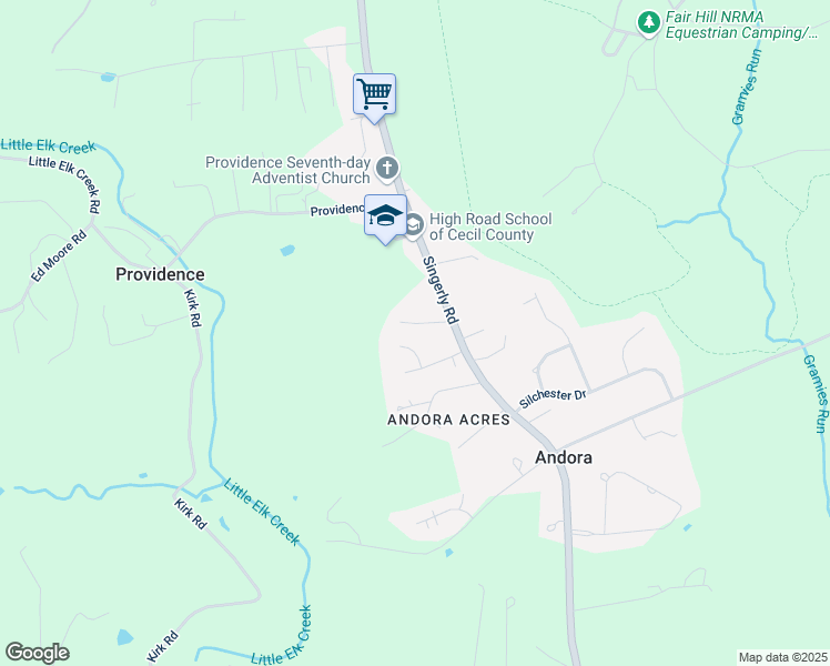 map of restaurants, bars, coffee shops, grocery stores, and more near 23 Rose Court in Elkton