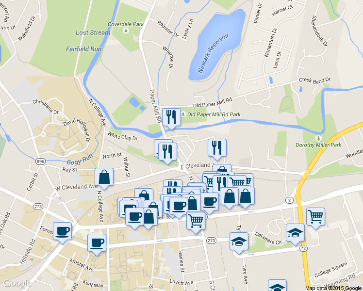map of restaurants, bars, coffee shops, grocery stores, and more near 28 Annabelle Street in Newark