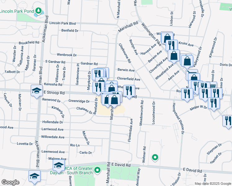 map of restaurants, bars, coffee shops, grocery stores, and more near in Kettering