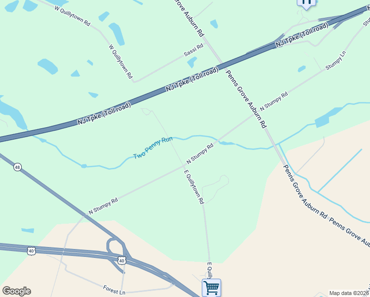 map of restaurants, bars, coffee shops, grocery stores, and more near 104 North Stumpy Road in Penns Grove