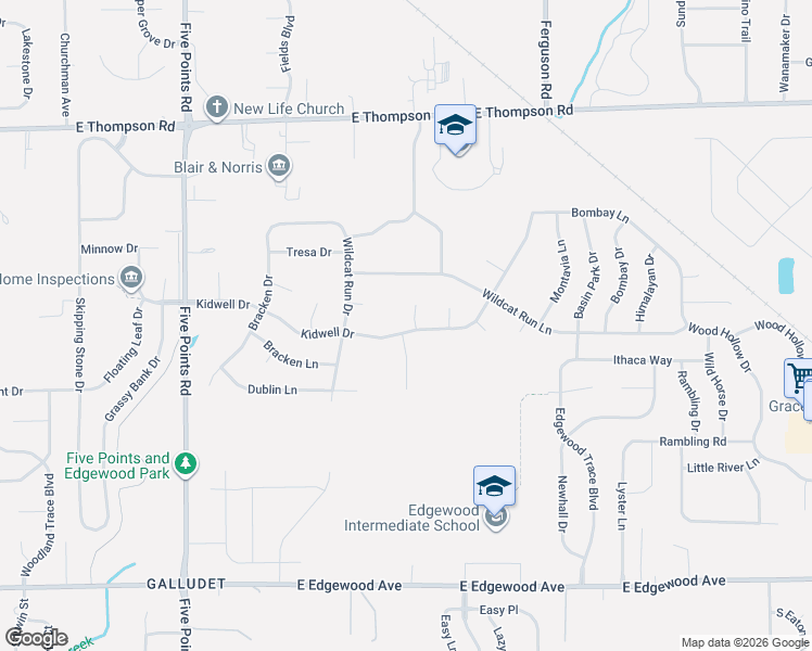 map of restaurants, bars, coffee shops, grocery stores, and more near 5513 Burning Tree Court in Indianapolis