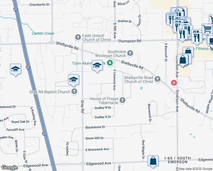 map of restaurants, bars, coffee shops, grocery stores, and more near 4358 Switchgrass Way in Indianapolis