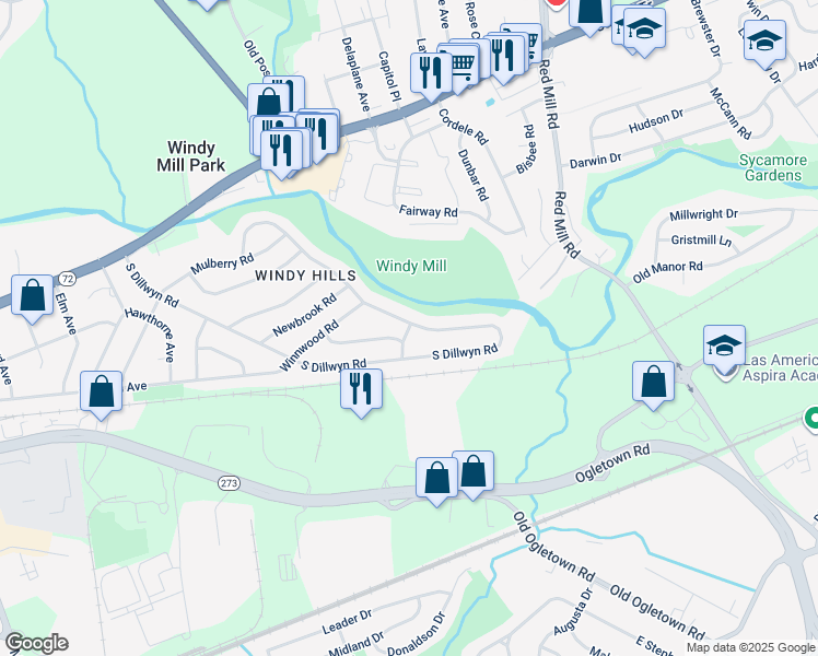 map of restaurants, bars, coffee shops, grocery stores, and more near 31 Halifax Road in Newark