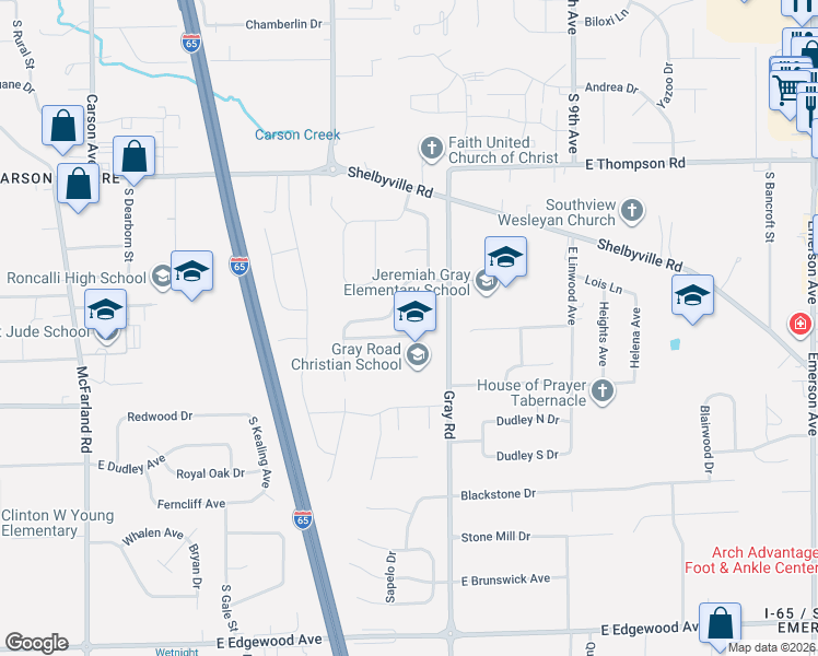 map of restaurants, bars, coffee shops, grocery stores, and more near 4001 Oakfield Drive in Indianapolis